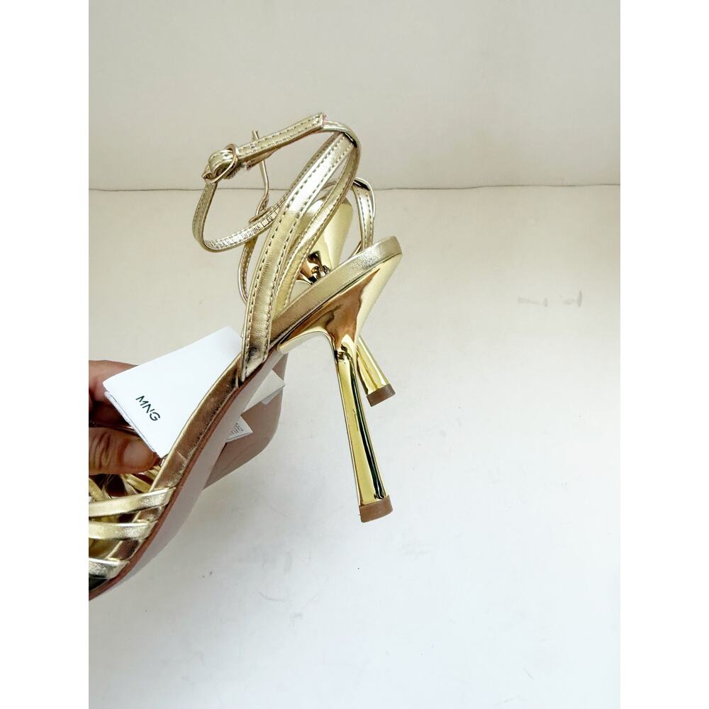 NWOB Mango Strappy Gold Heeled Sandal Size 40 Mango 9 US - Picture 2 of 8
